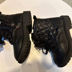 Kids Black Quilted Boots